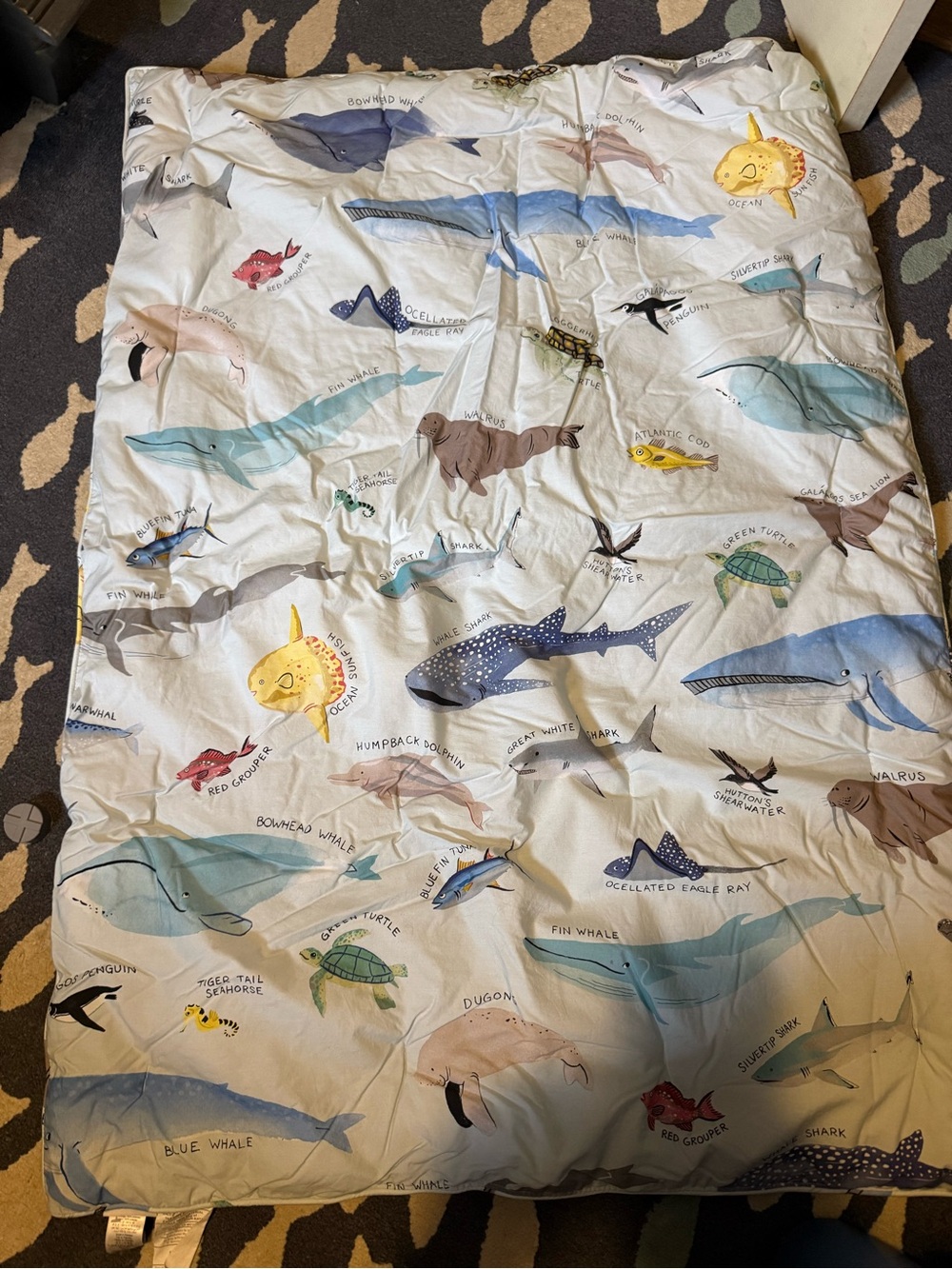 Pottery Barn Kids Ocean Creatures Comforter - Blue, White, Yellow, Green